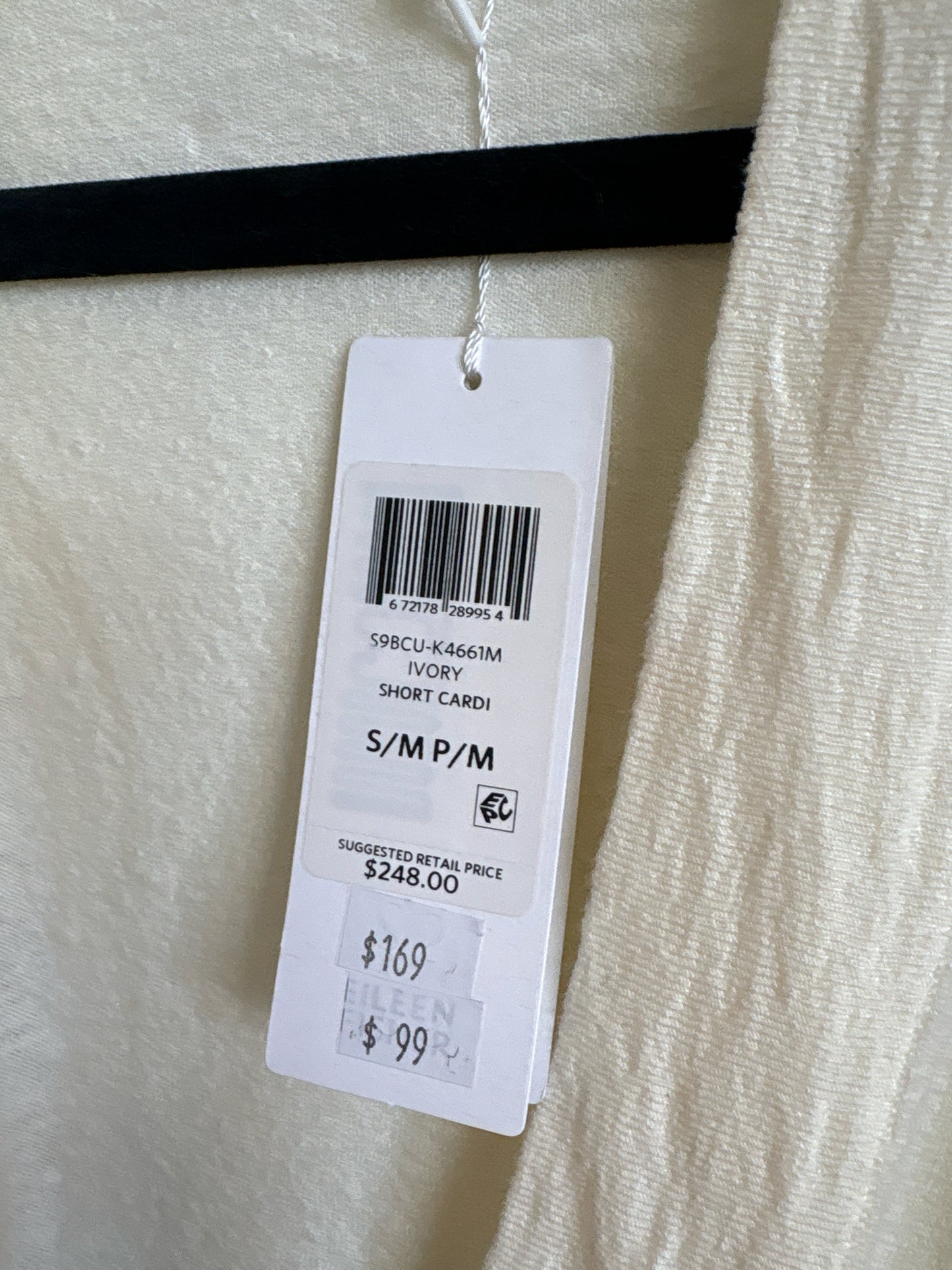 EILEEN FISHER Size S/M Ivory Cardigan