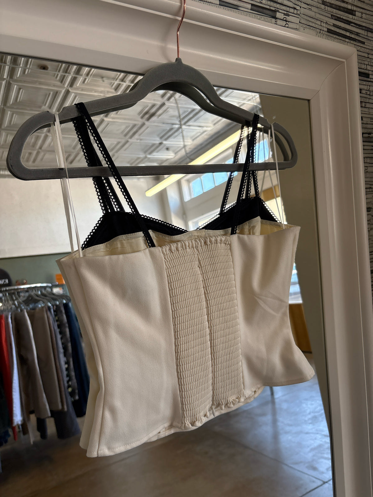 Reformation Size 2 Cream + black Top
