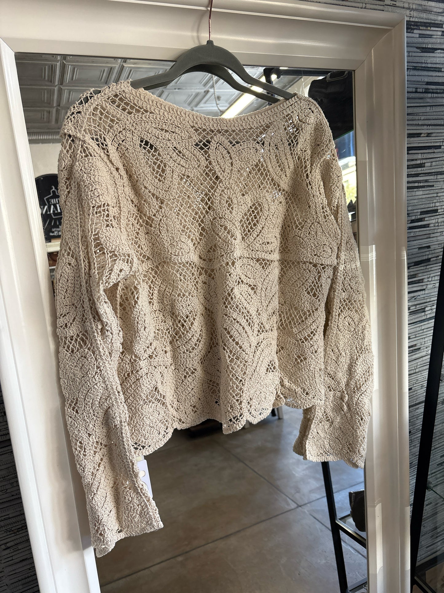 Commense Size S Tan Crochet Sweater