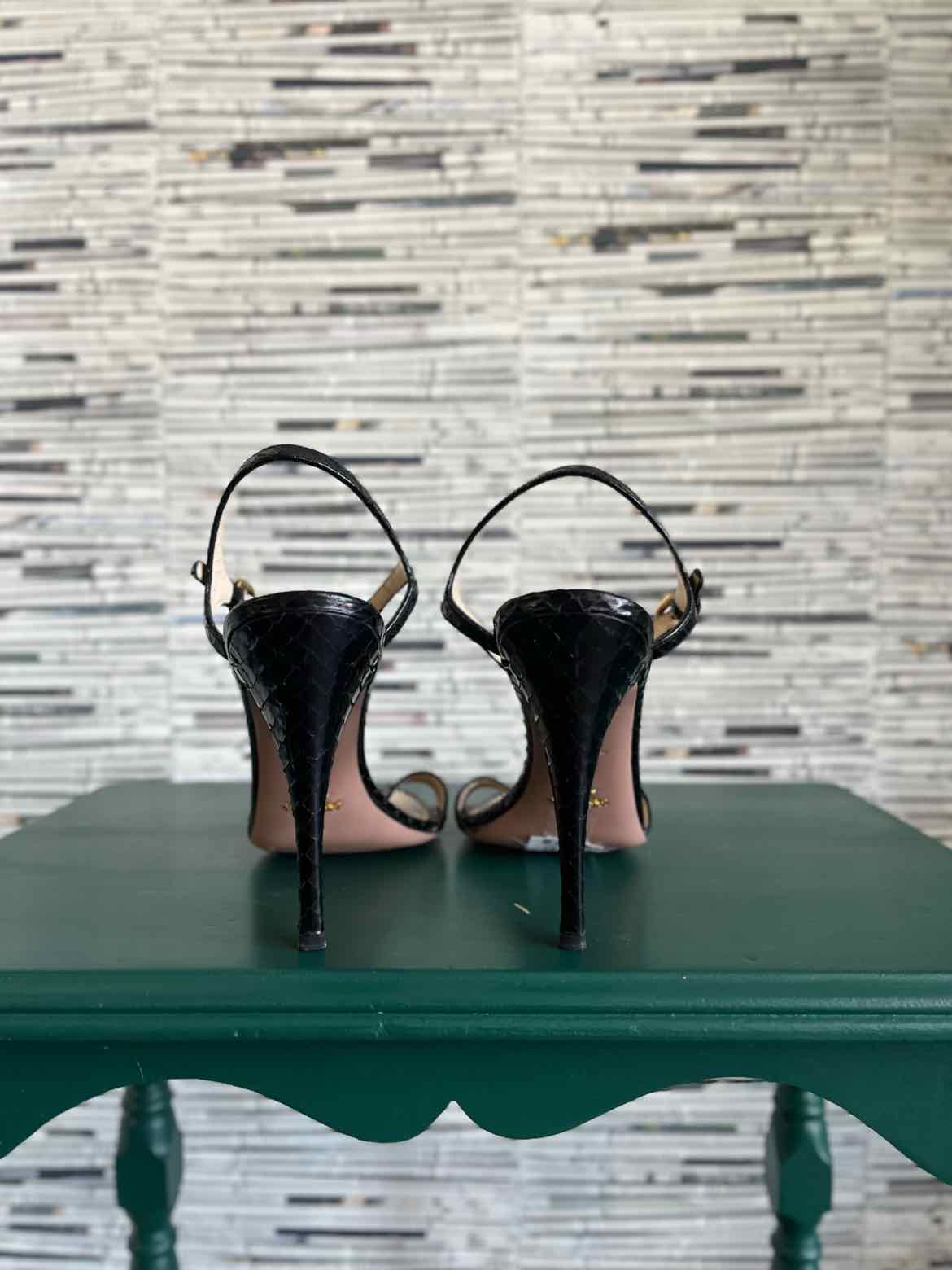 Prada Shoe Size 38.5 Black Snake Heels