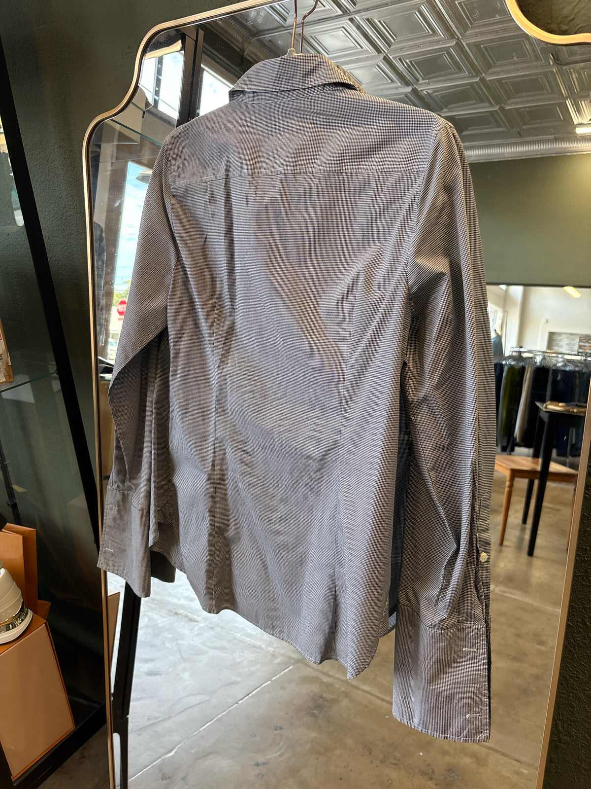 J. CREW Size 8 Black & White Checkered Top