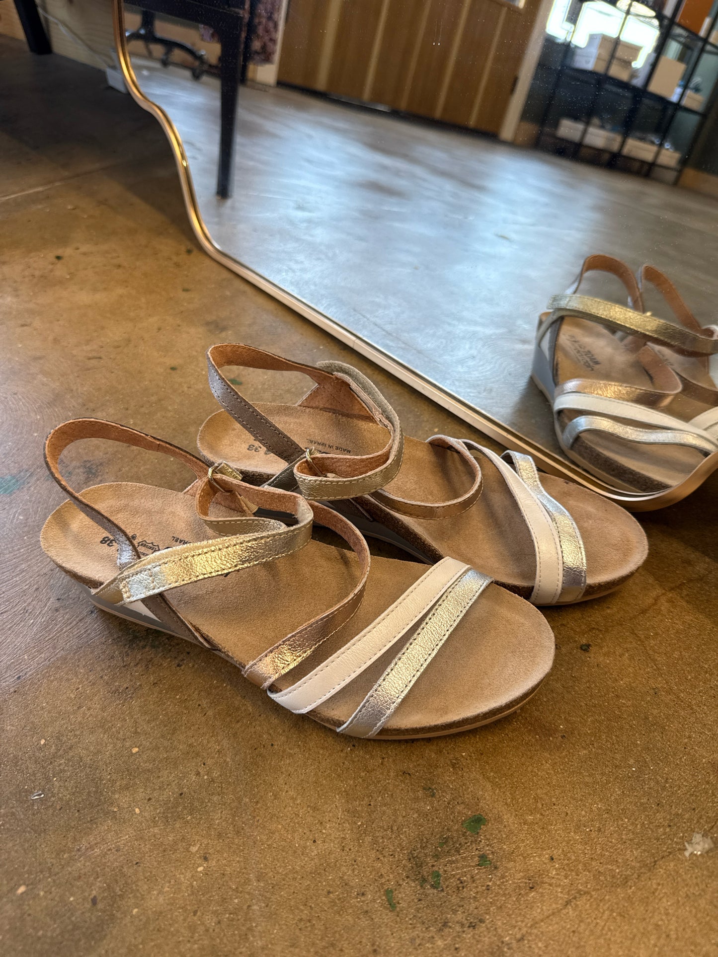 NAOT Shoe Size 38 Tan/Silver Sandals