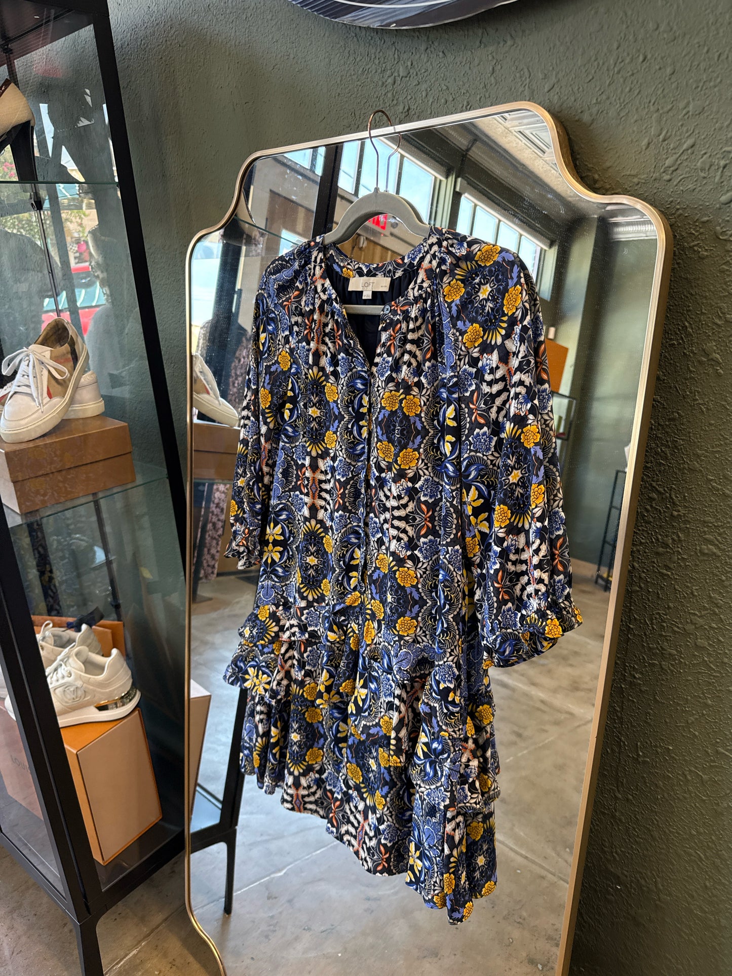 LOFT Size XSP Blue/Yellow Dress