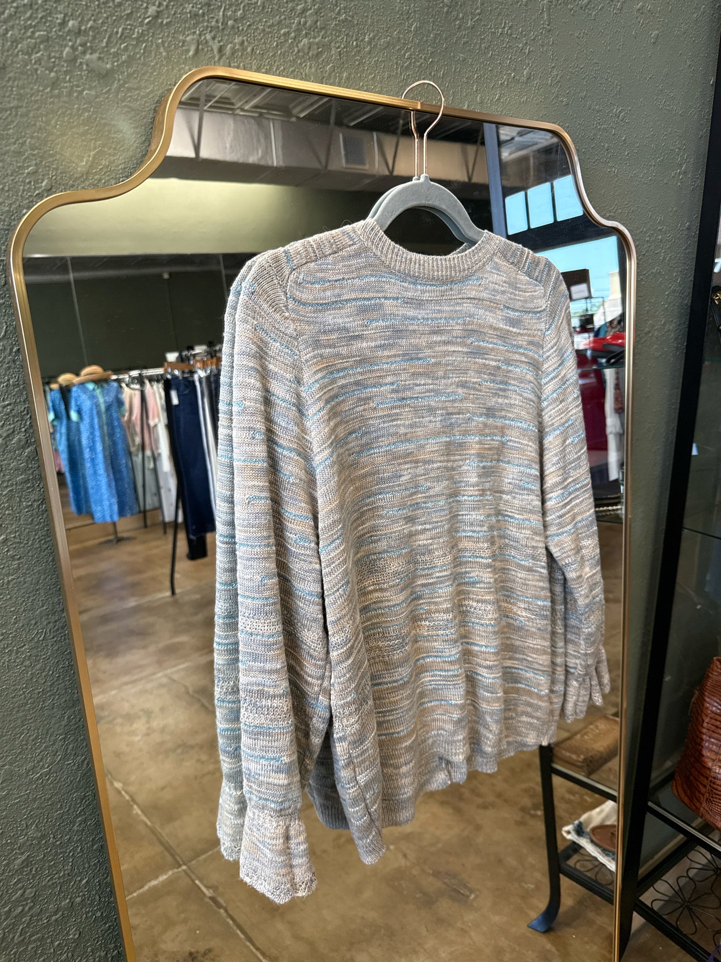 Democracy Size XL Tan/Blue Sweater