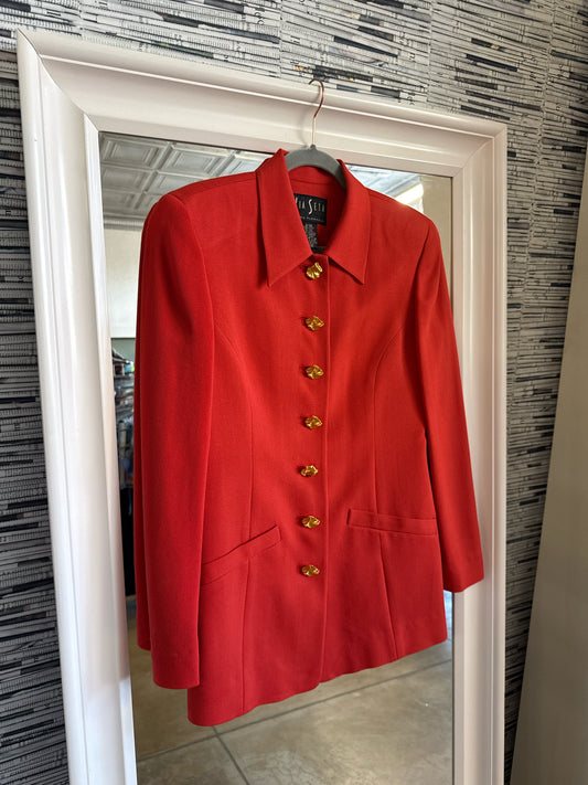 Via Seta Size 4 Red Blazer