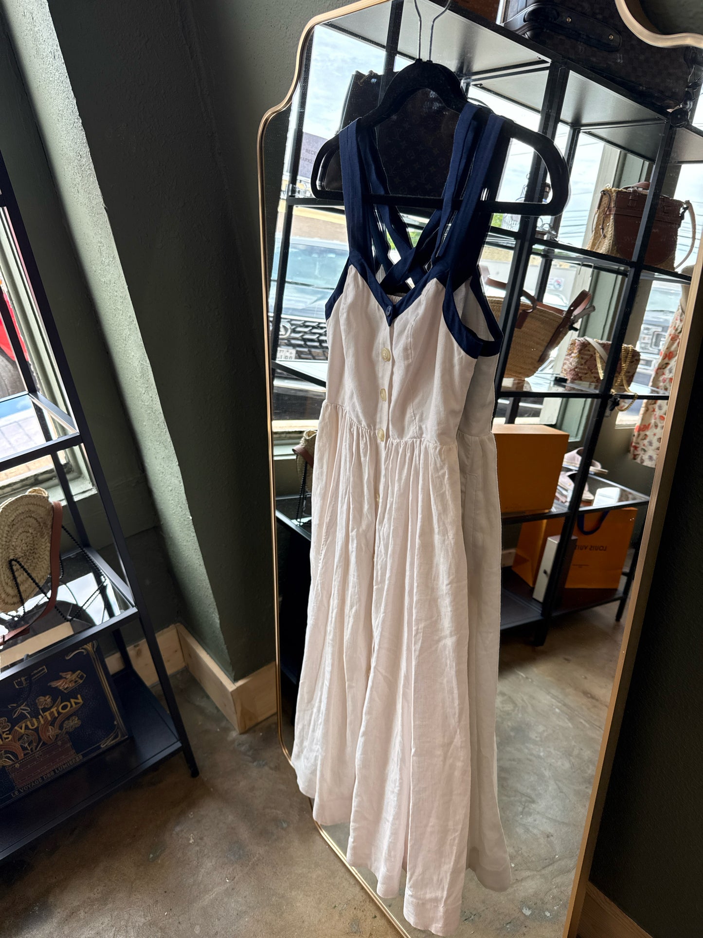Maeve Size 00 White/Blue Dress