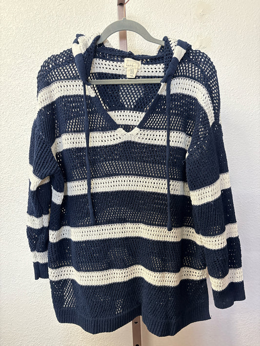 nicole Miller Size 1X Navy/White Stripe Top