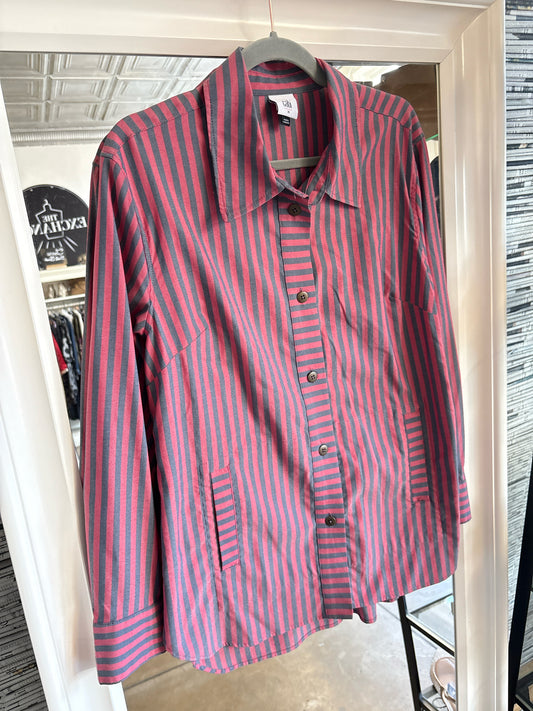 Cabi Size M peach/gray Stripe Top