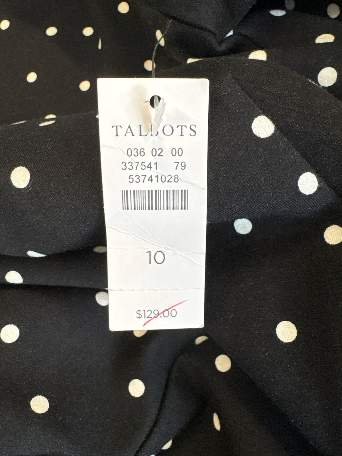 TALBOTS Size 10 Black Polka Dot Dress