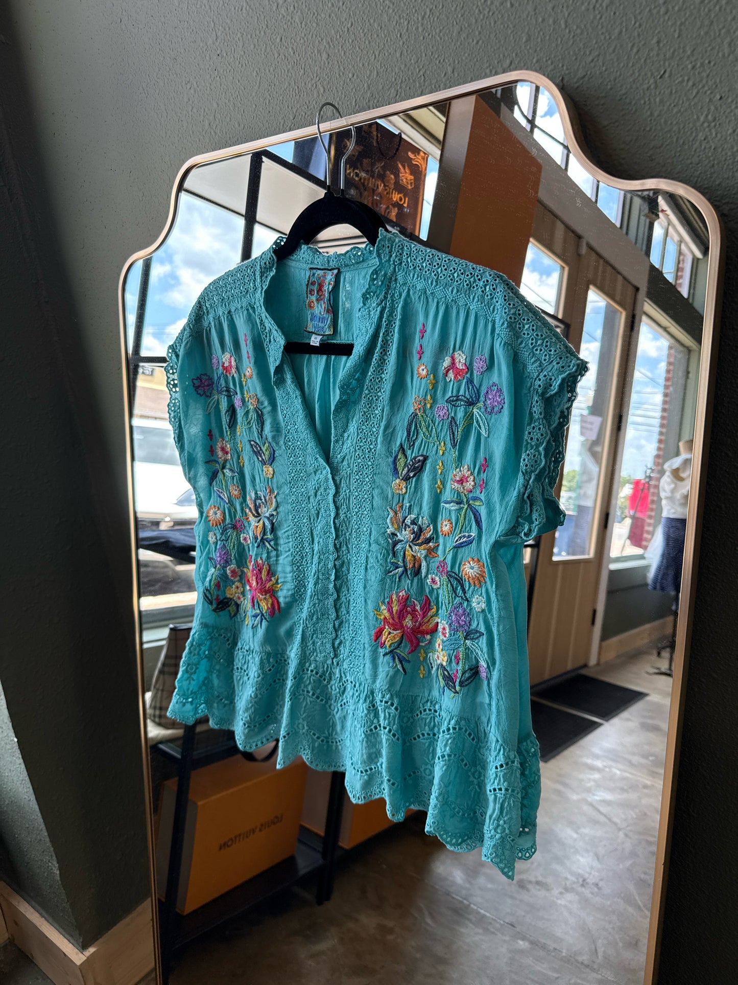 Johnny Was Size XS Teal Top