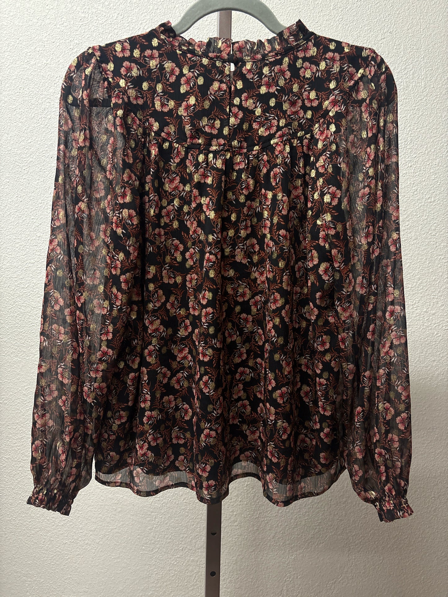 LOFT Size S Black/Multi Floral Top