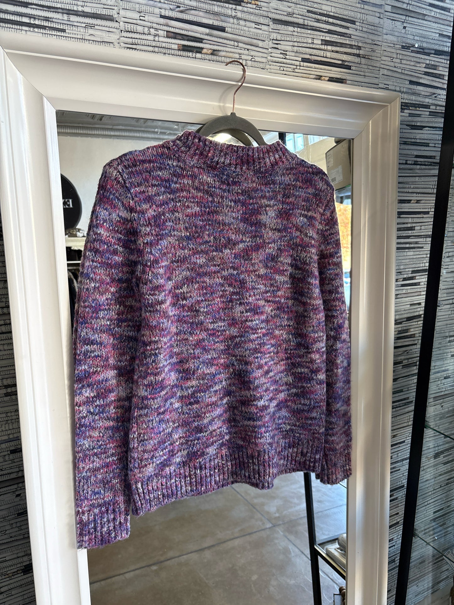 LOFT Size XS Purple/Multi Striated Sweater