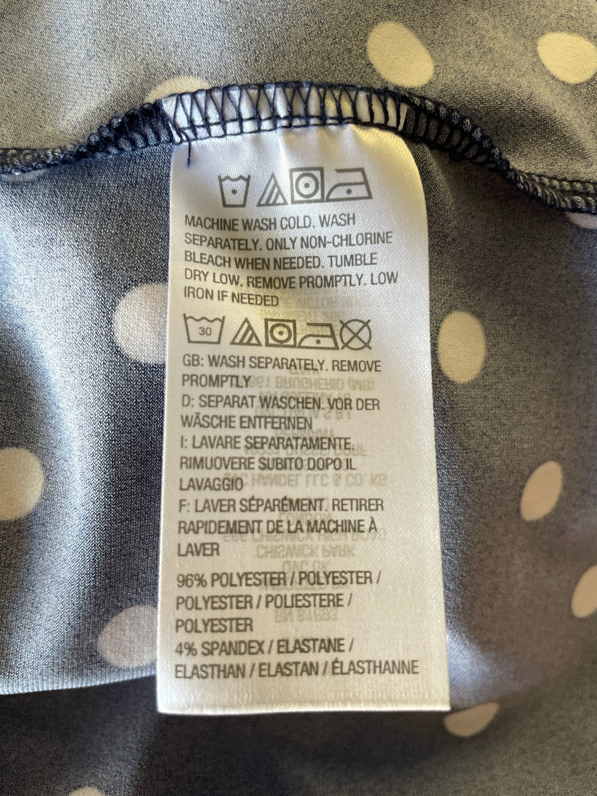 Susan Graver Size M Navy + white Polka Dot Dress