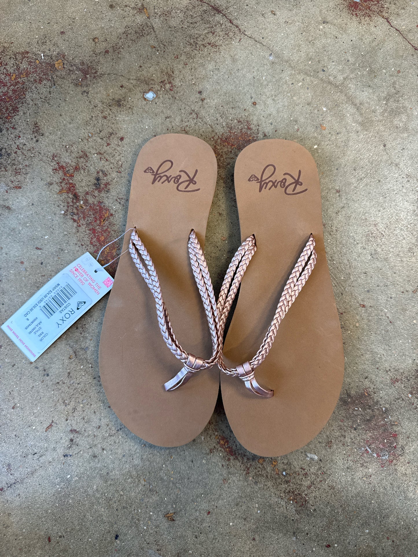 Roxy Shoe Size 8 Tan Flip Flops
