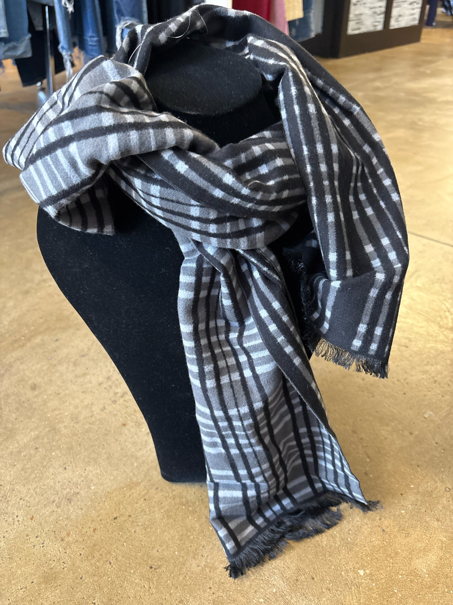 English Laundry Gray/Black/White Plaid Scarf