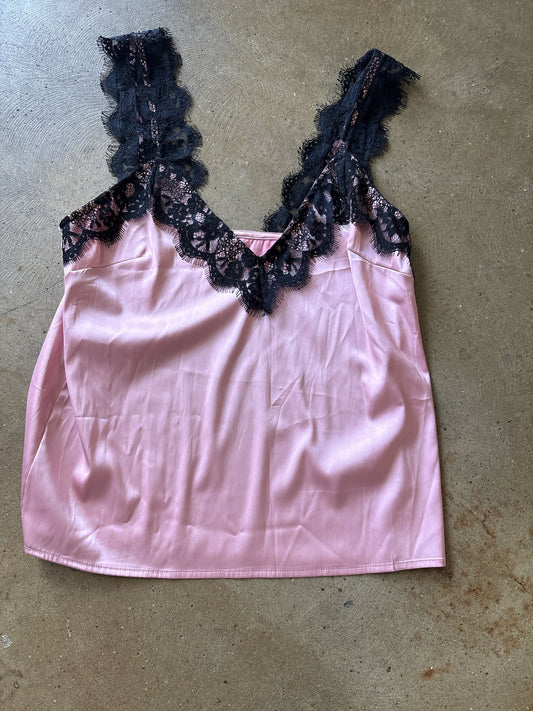 TR. notes Size S Pink/Black Lace Top