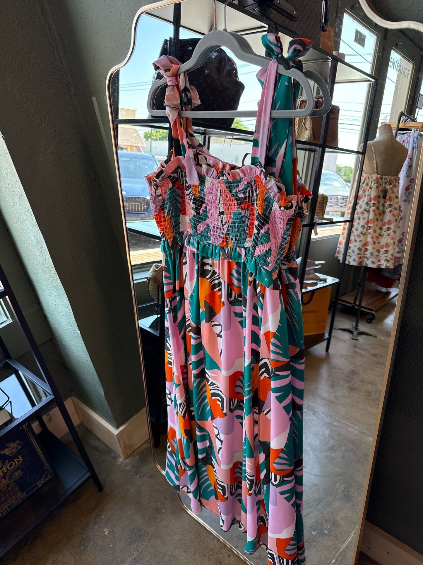 Jodifl Size L Pink/Purple Tropical Dress