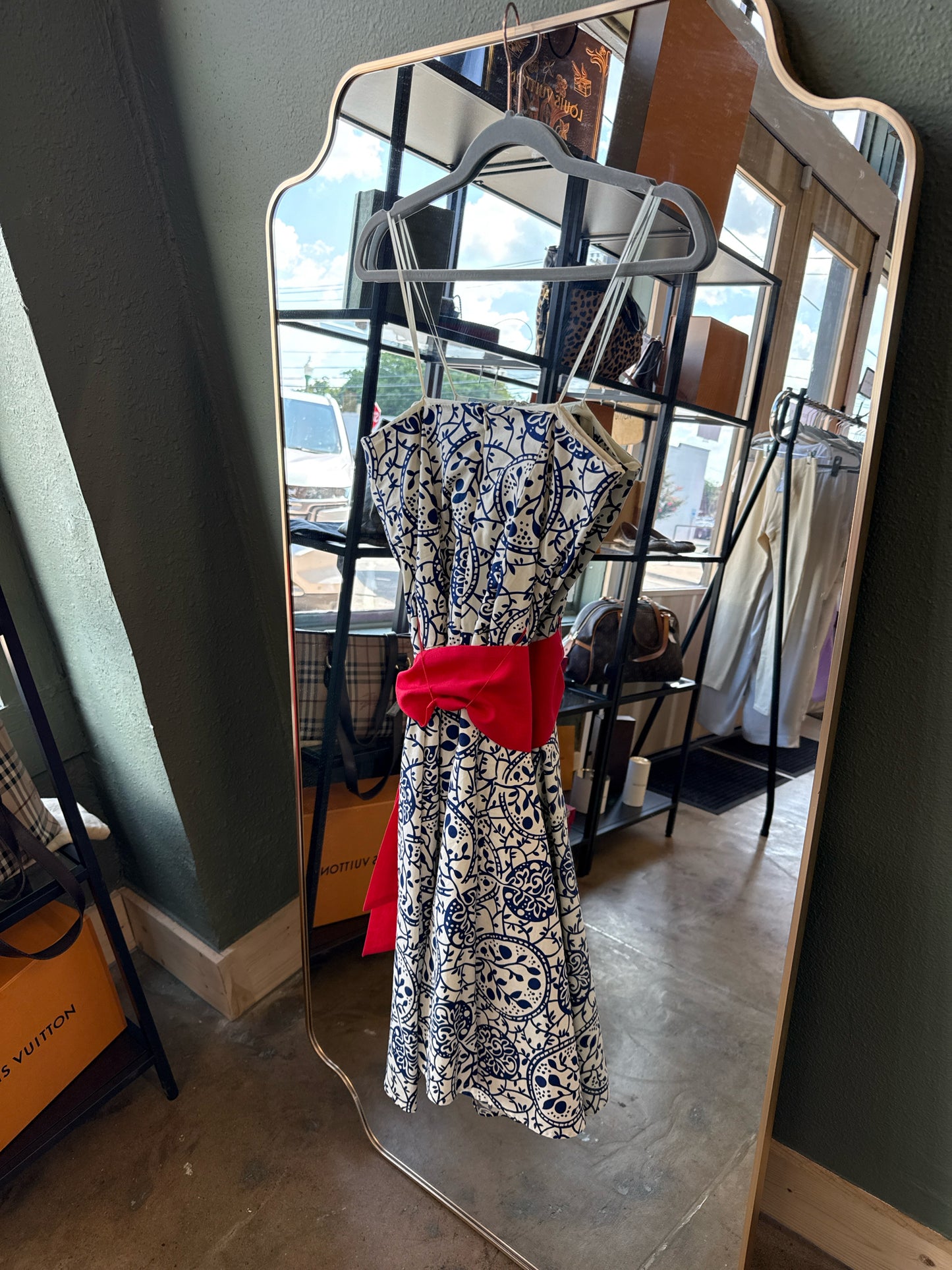Tabitha Size 4 Blue/Cream Dress