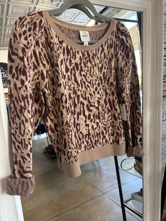 Maeve Size S Brown/Tan Cheetah Sweater