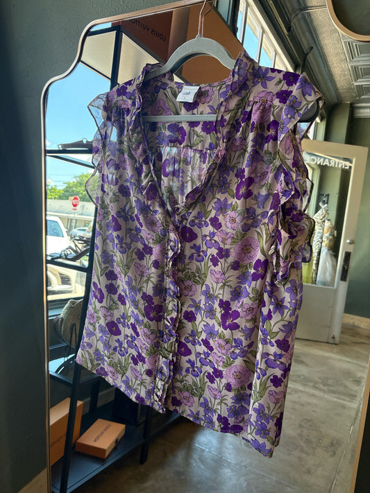 Cabi Size L Purple/Multi Floral Top