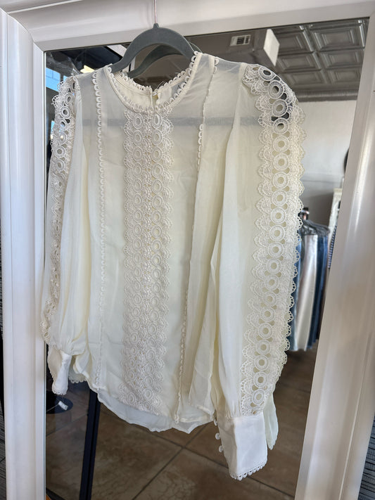 JOIE Size XS Cream Lace Top