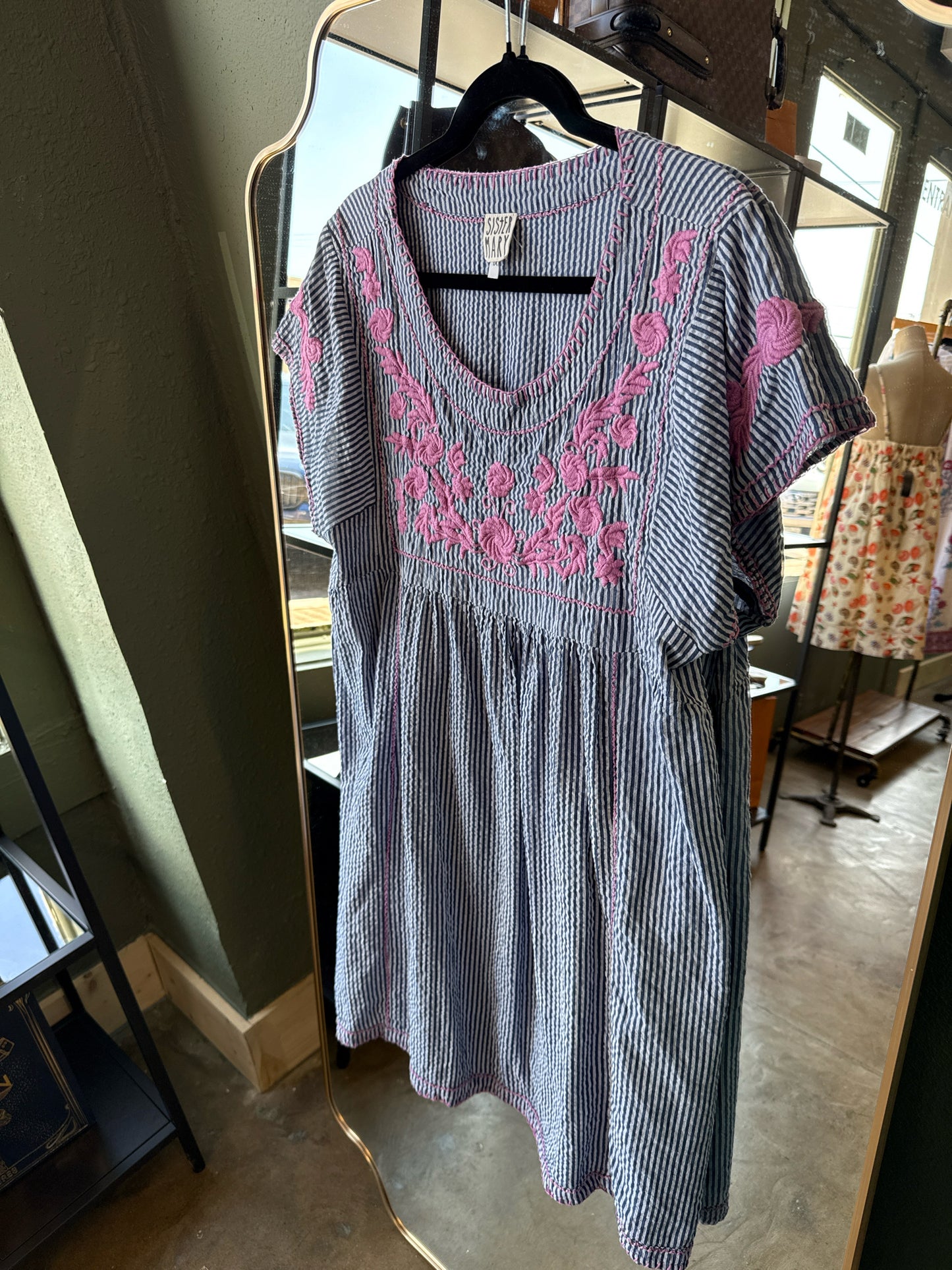Sister Mary Size 1X Blue/Pink Dress