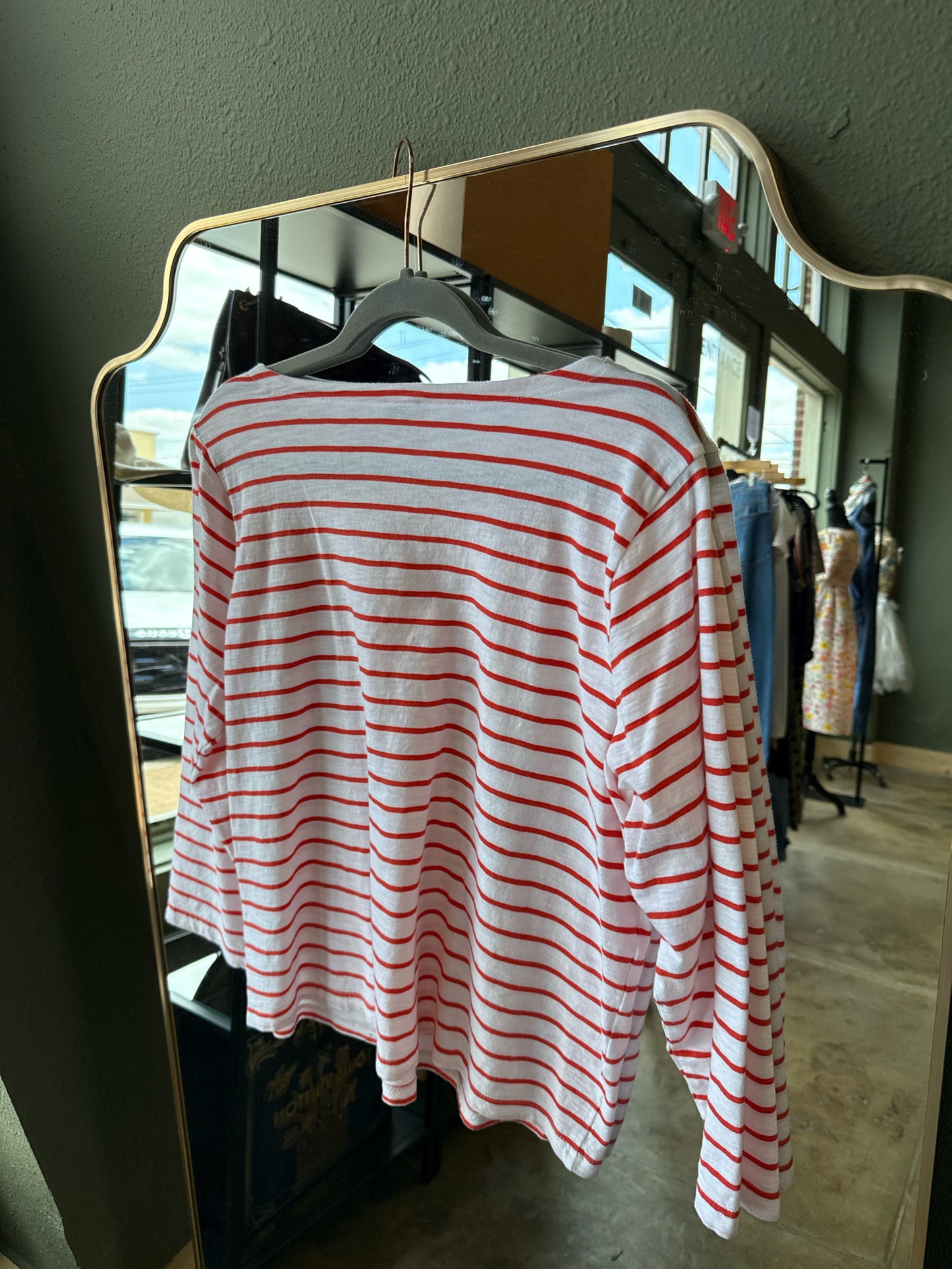 Jcrew Size L White/Red Stripe Top