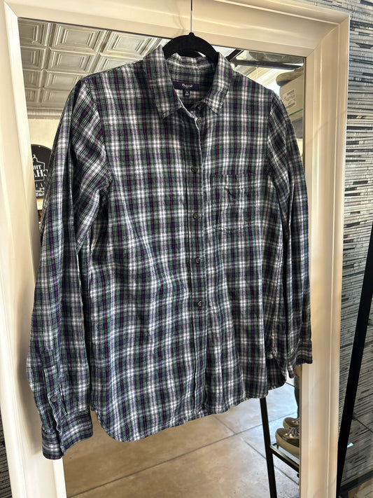 MADEWELL Size M White/Green Plaid Top