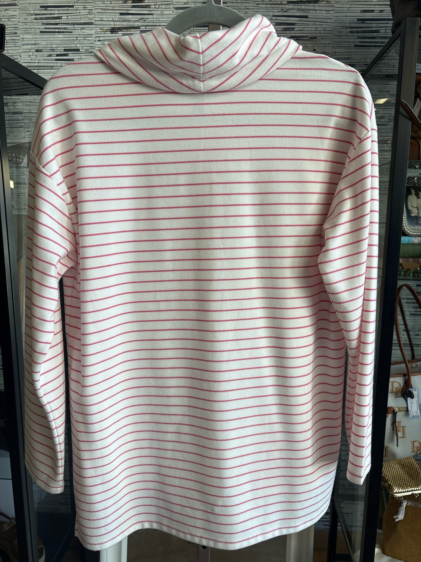 Jones New York Size S White/Pink Stripe Pullover/Hoodie