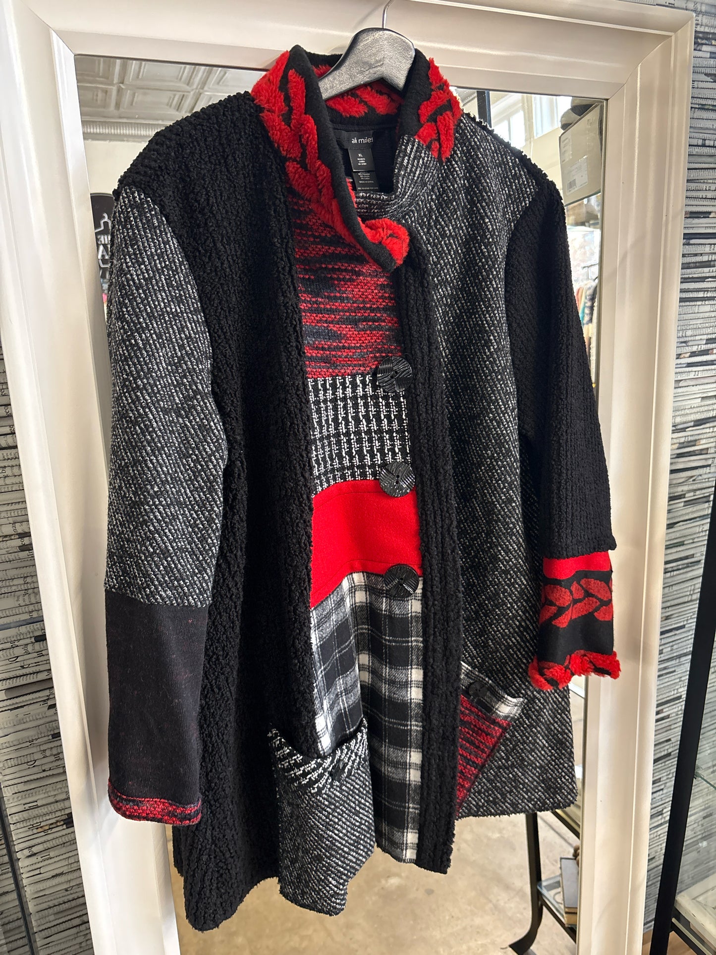 Ali Miles Size XL Blk/Gray/Red Patch Work Jacket