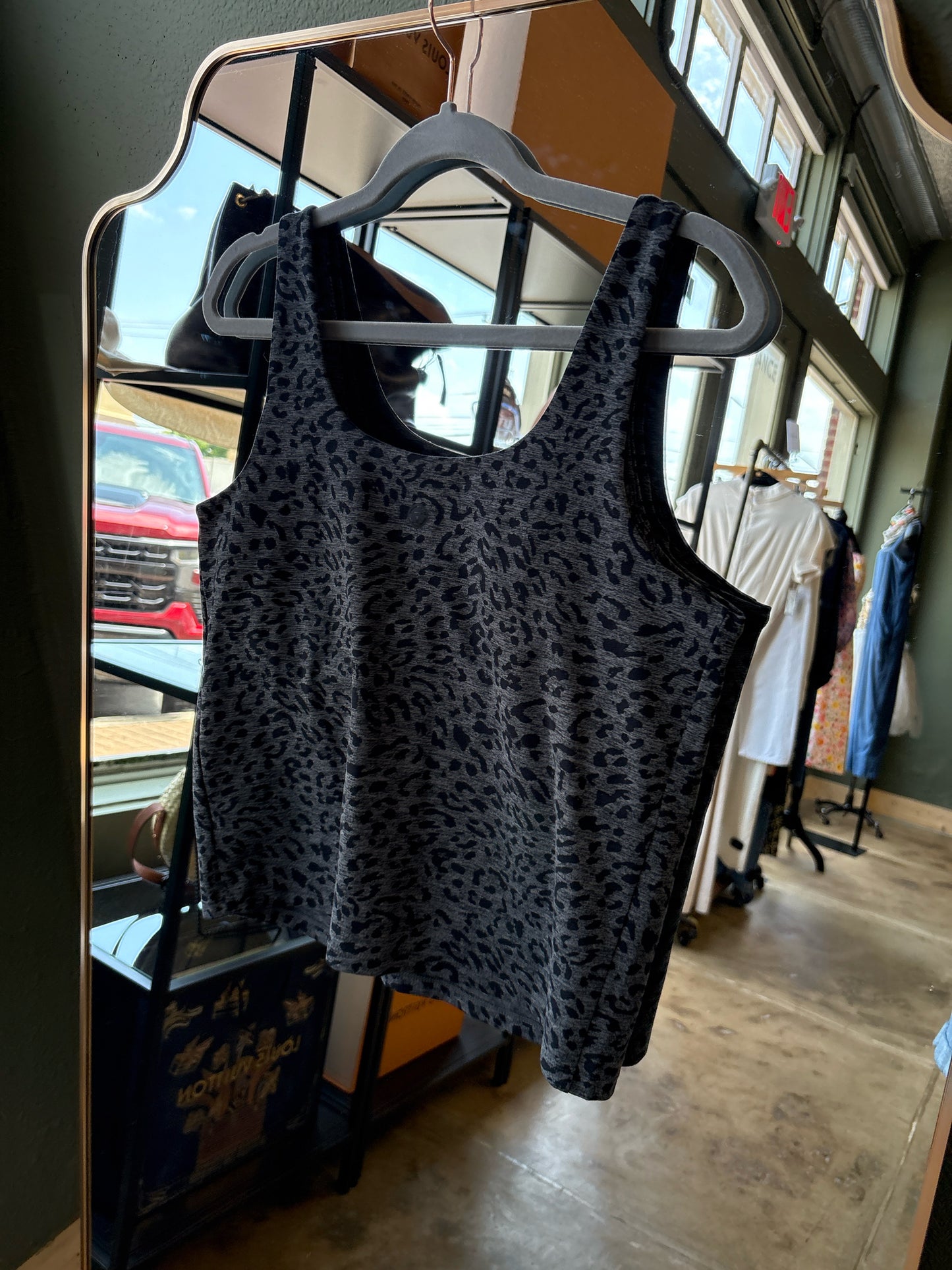 TALBOTS Size L gray & Black Animal Print Tanks