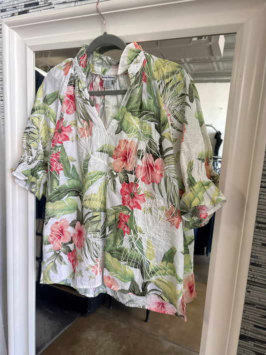Tommy Bahama Size SP green and pink Floral Top