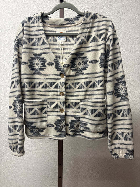 C&C California Size M White/Blue Southwestern Jacket