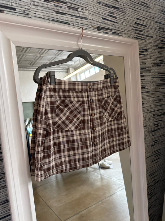 Halara Size L Brown Plaid Skirt