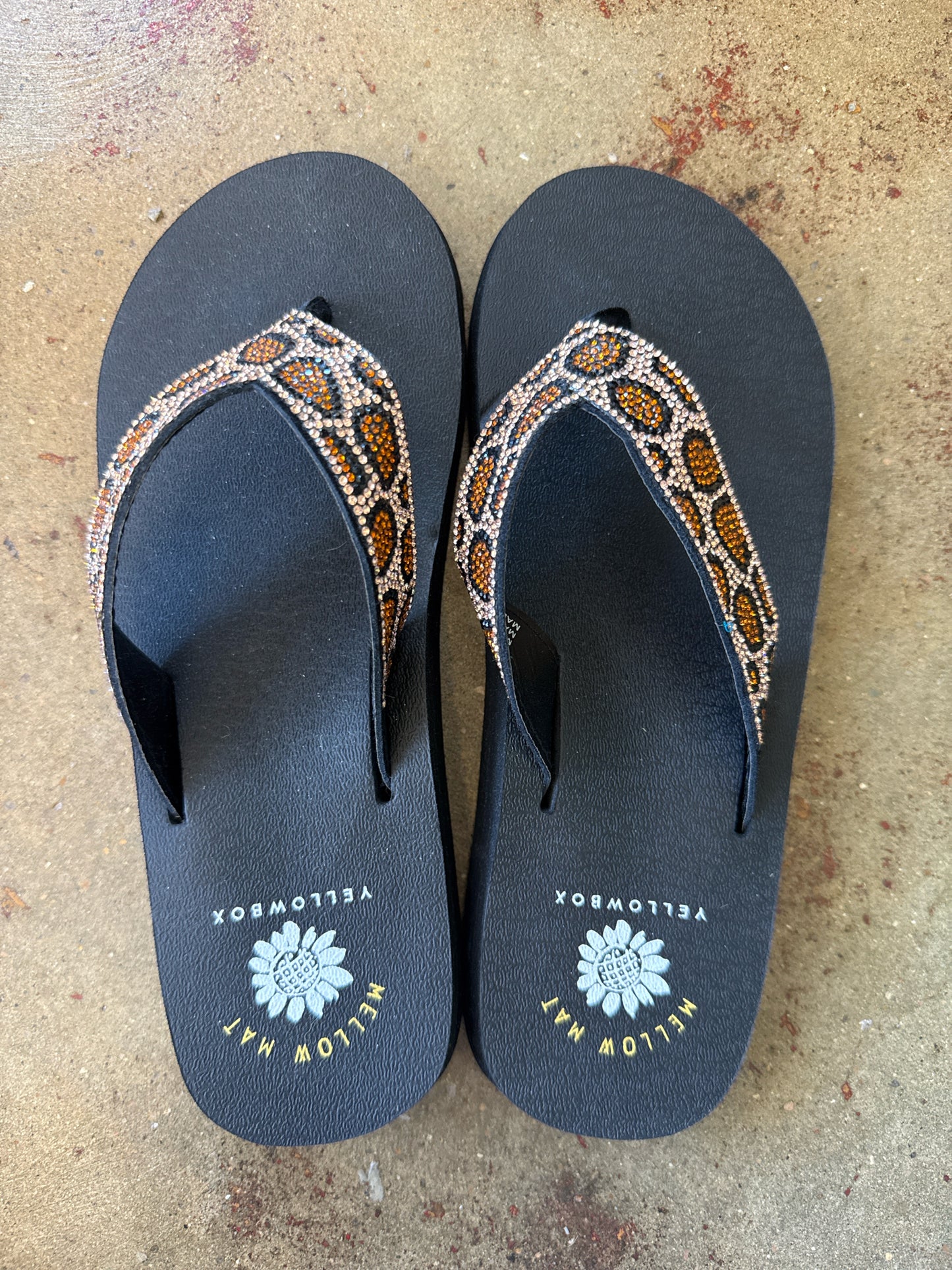 Yellow Box Shoe Size 7 Black/Brown Flip Flops