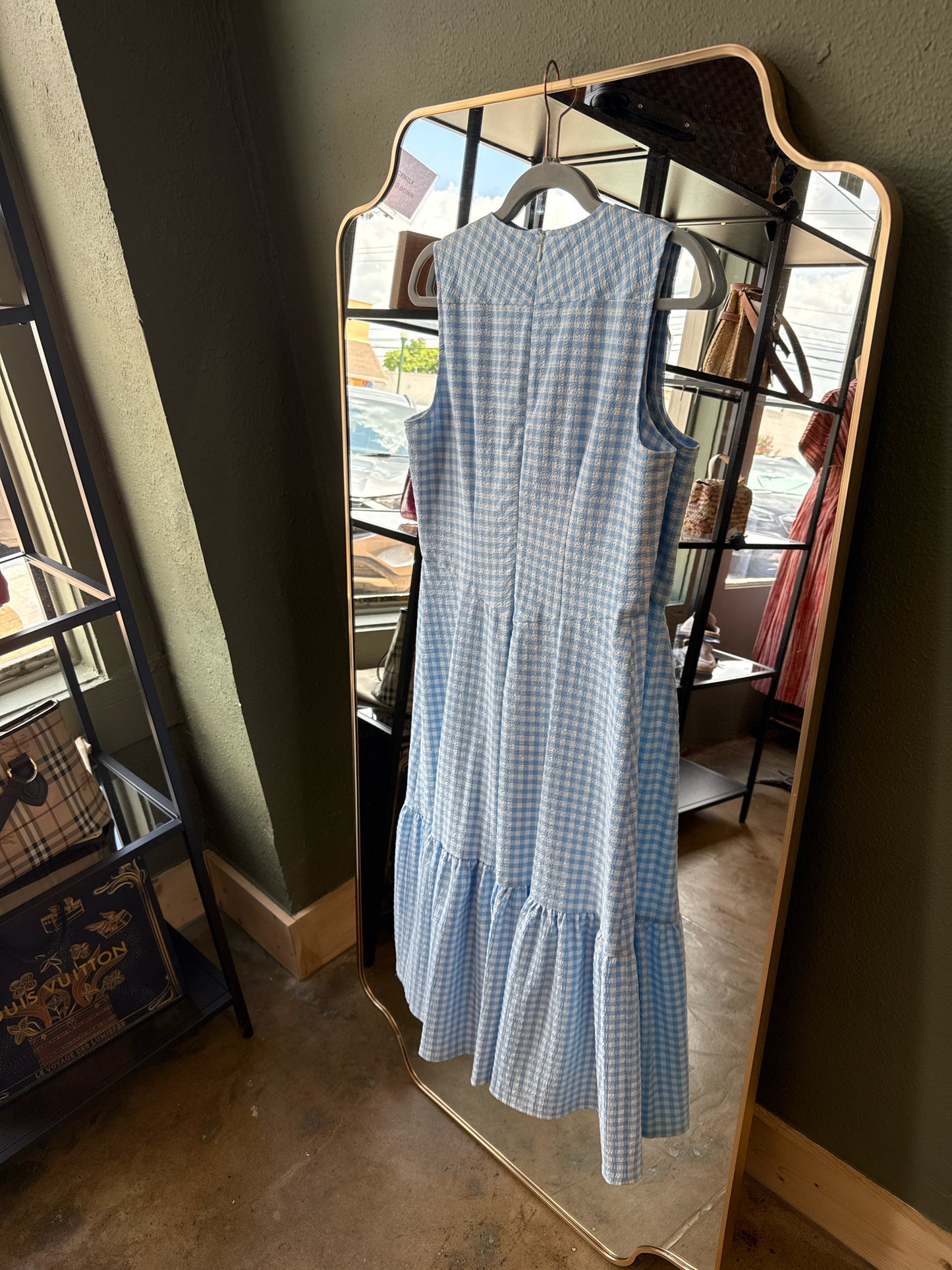 CALVIN KLEIN Size 8 Blue/White Dress
