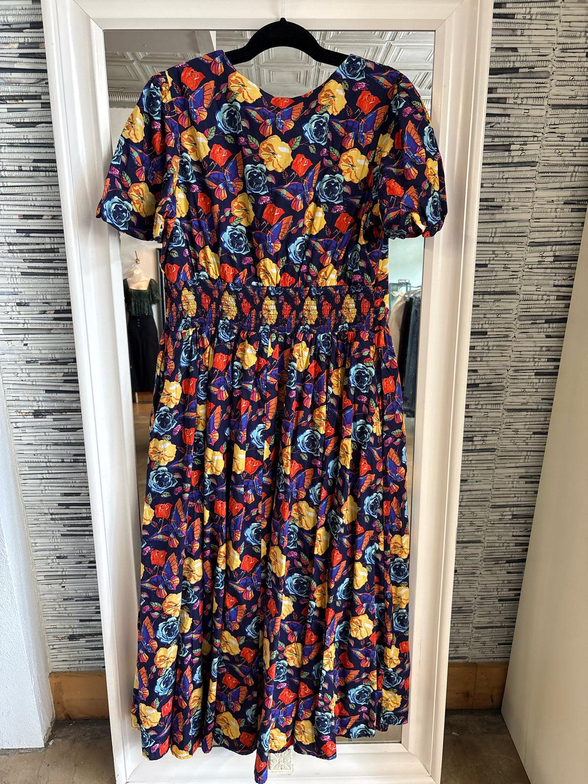 Anthropologie Size XL Navy Floral Dress
