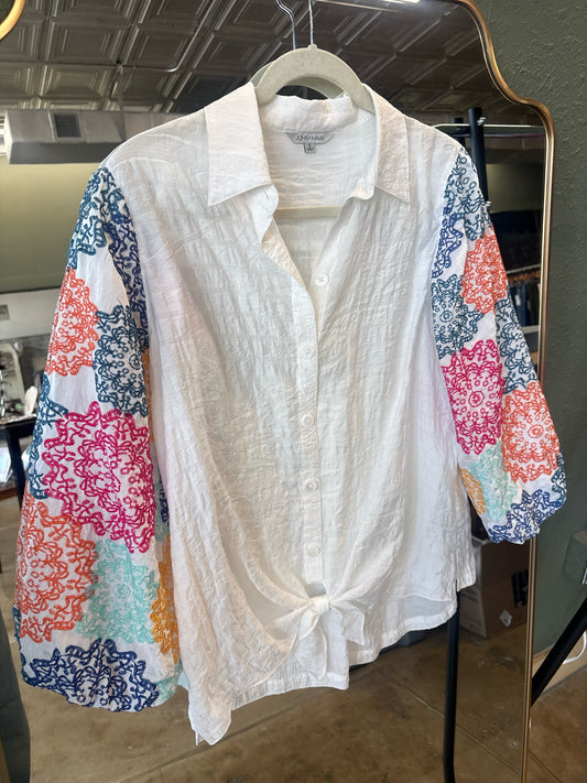 John Mark Size S white + multi Top