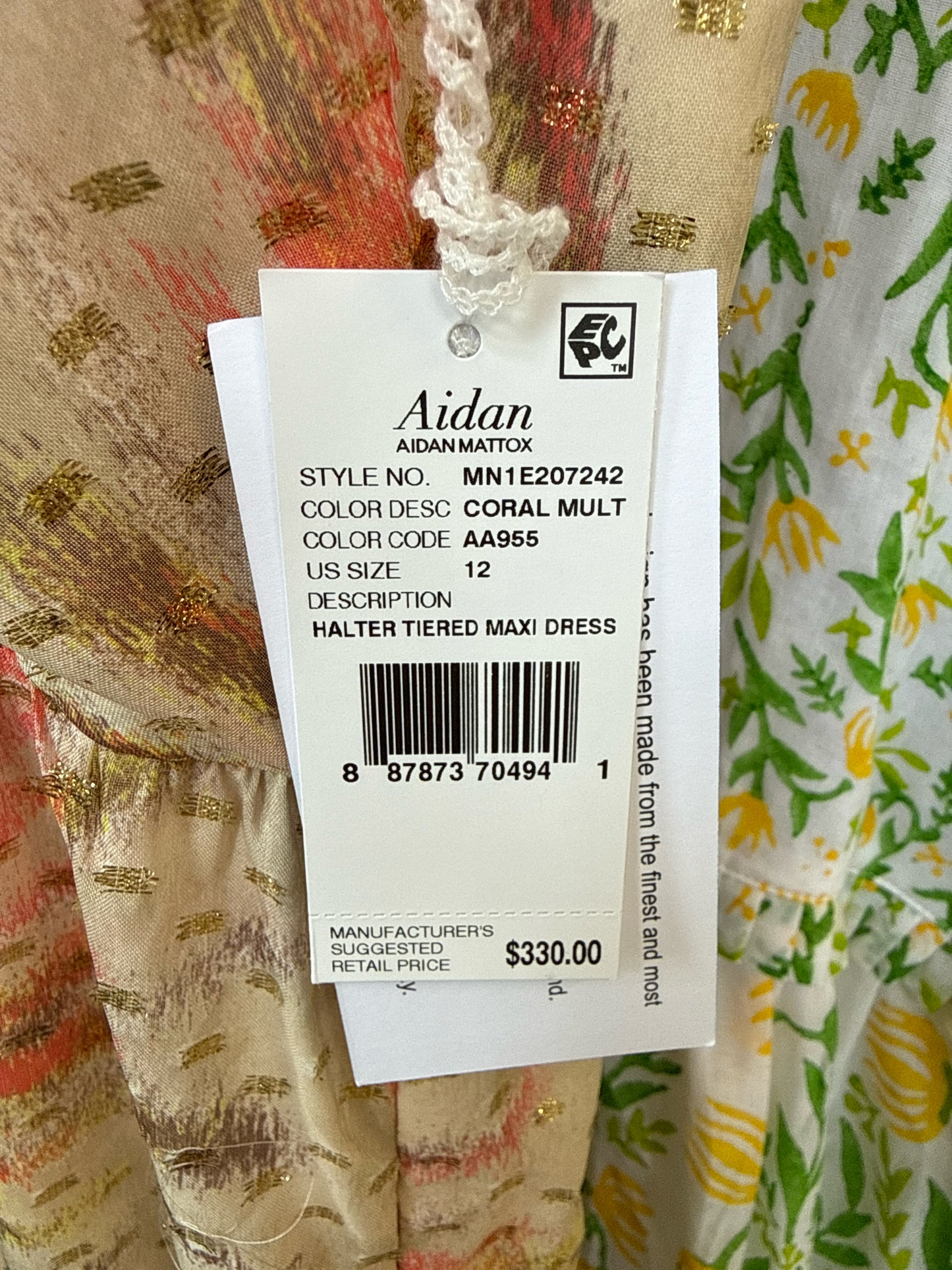 Aidan Size 12 Orange/Tan Dress