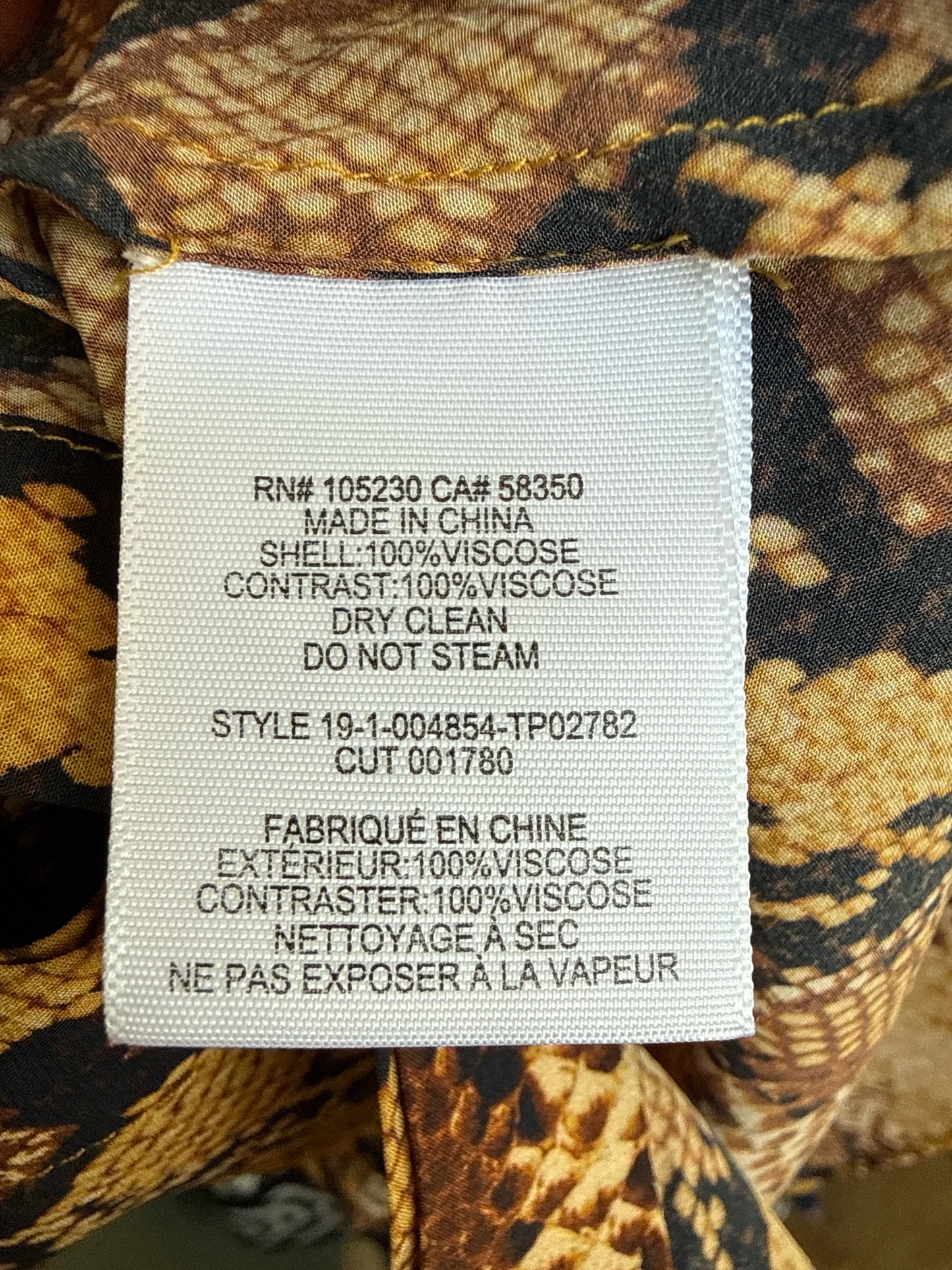JOIE Size S Yellow Snakeskin Top