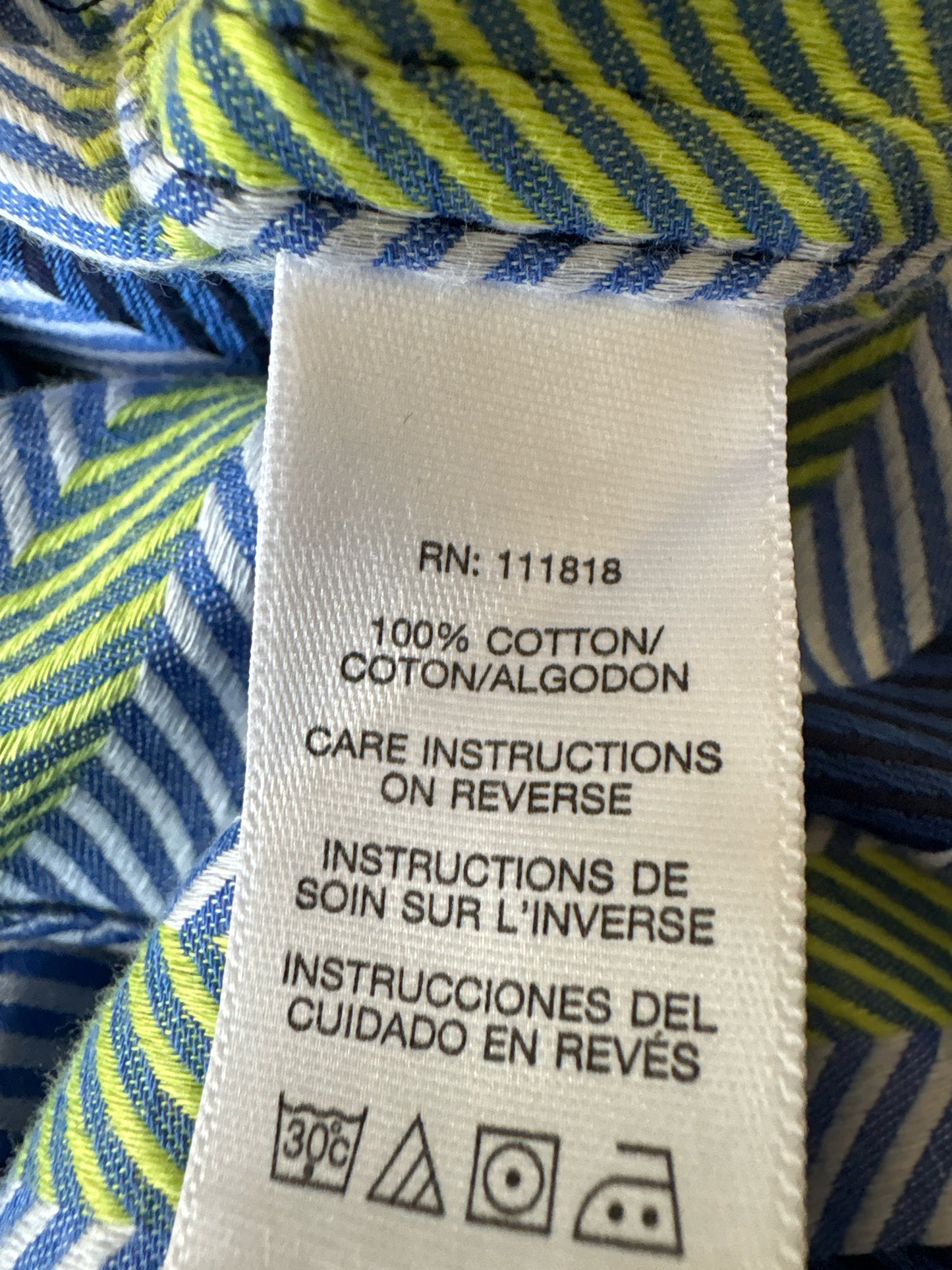 MICHAEL KORS Size L Blue/Green Stripe Top