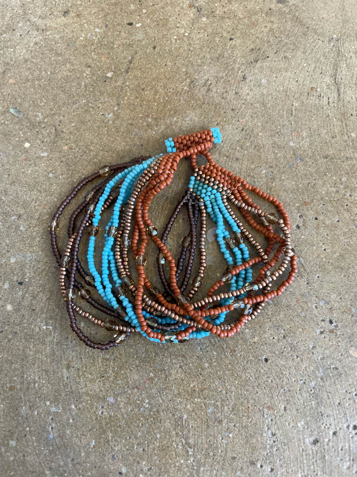 blue + brown Beaded Bracelet