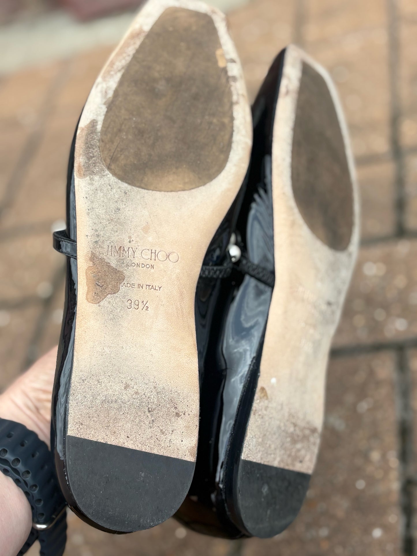 Jimmy Choo Shoe Size 39.5 Black Pearls Flats