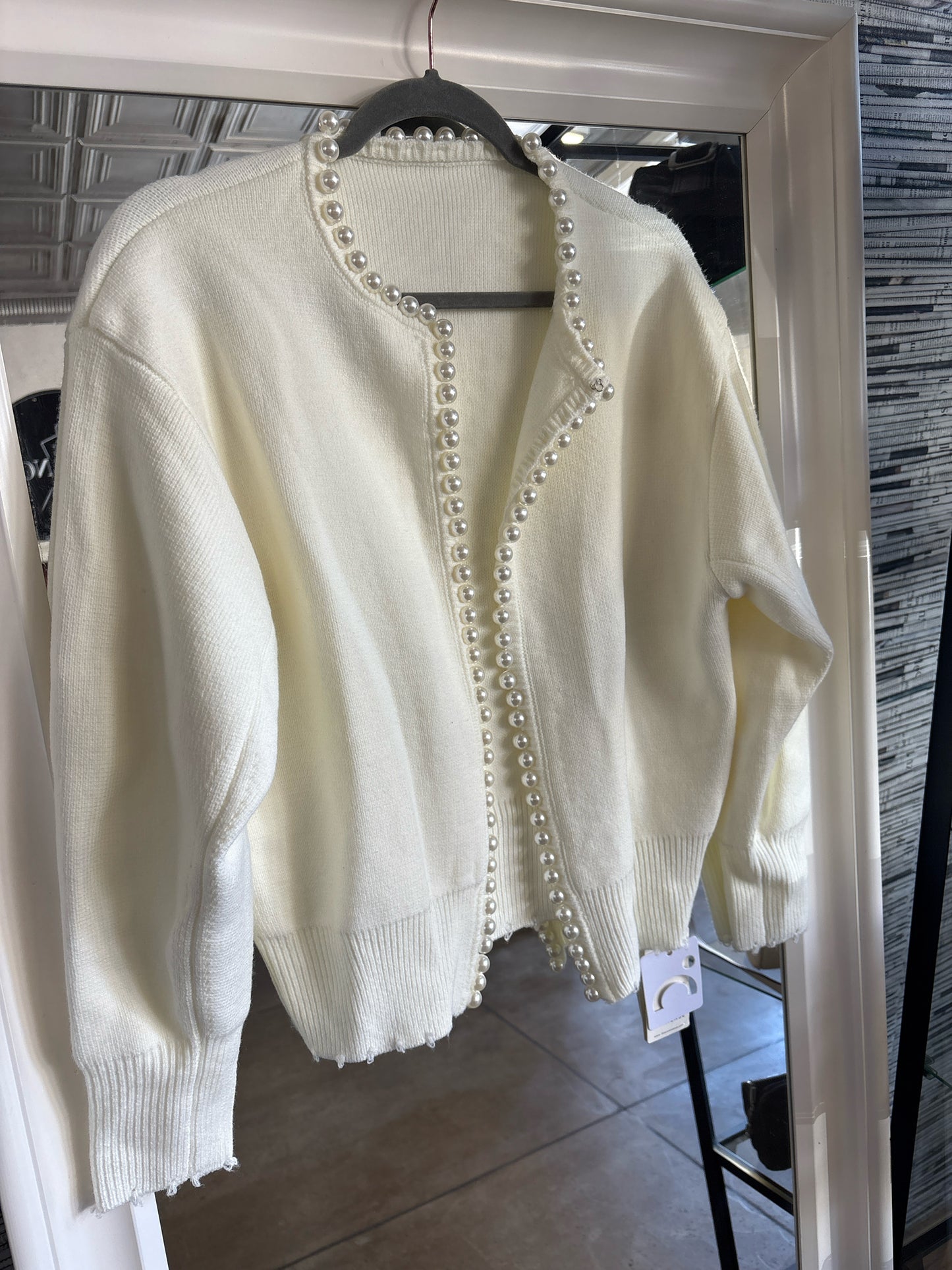 Commense Size S Cream Pearls Sweater