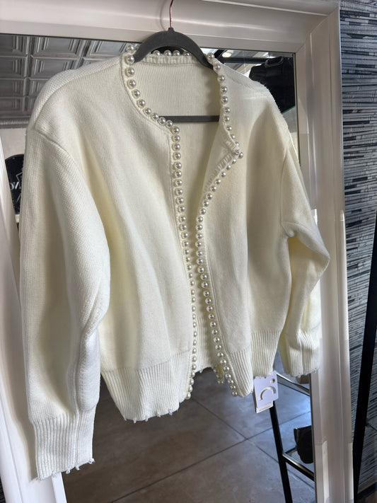 Commense Size S Cream Pearls Sweater