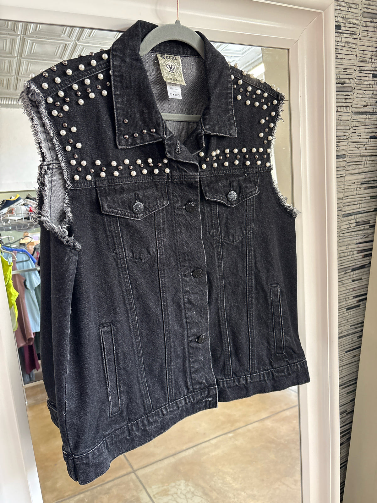 Vocal Size L Black Jean Vest