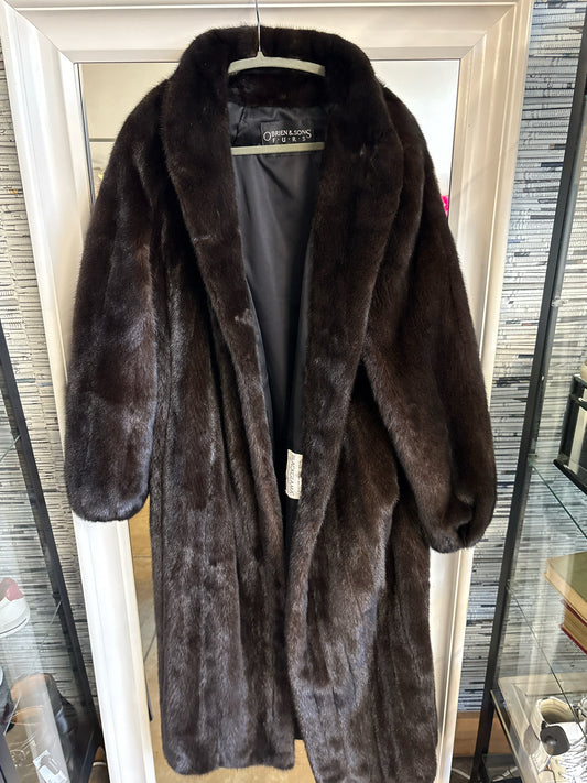 O'BRIEN & SONS Size OS Dark Brown Mink Fur Coat