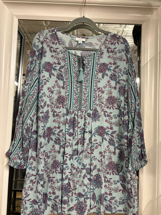 J Jill Size 2X blue multi Floral Top