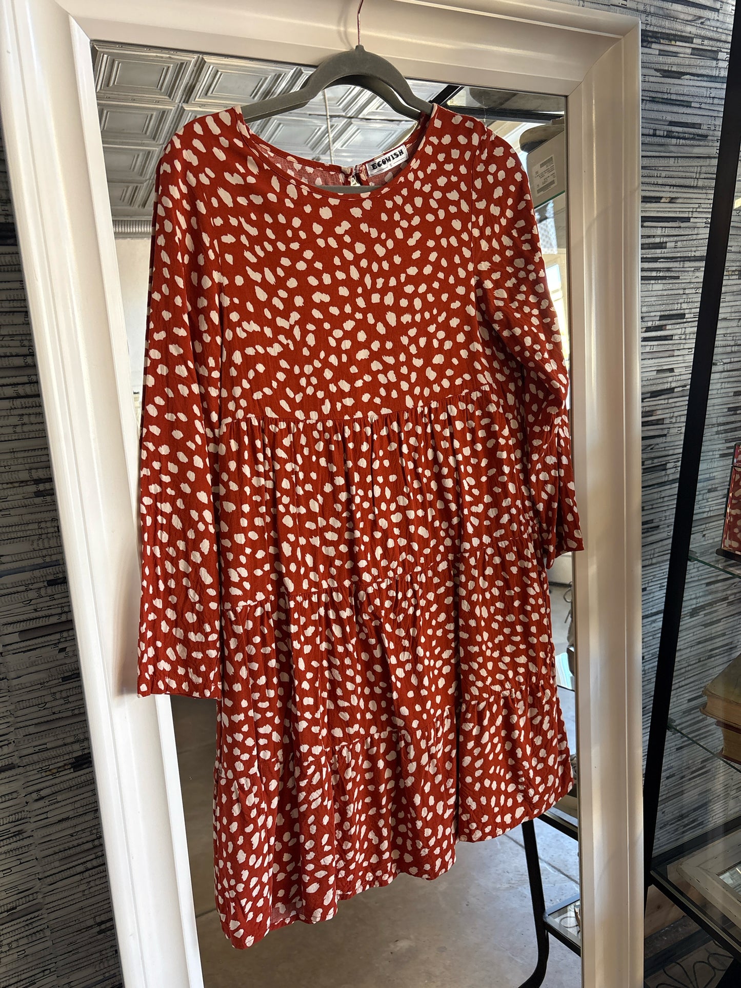 Ecowish Size S Burnt Orange/Cream spotted print Dress