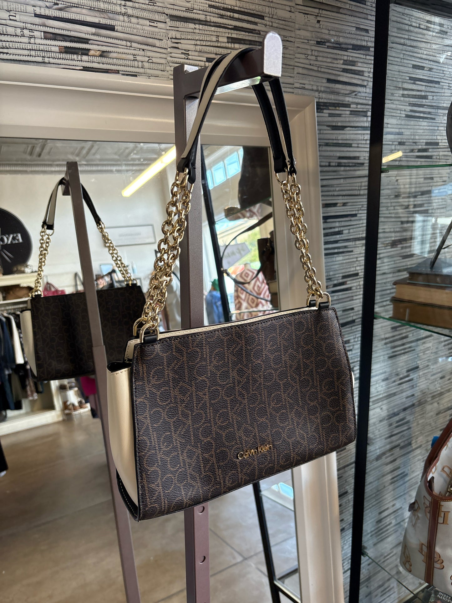 CALVIN KLEIN brown/cream Purse